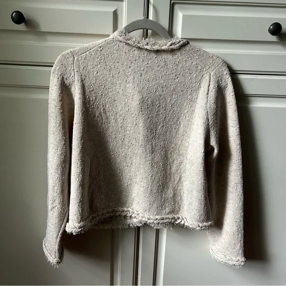 J crew Marled fringe-trim sweater lady jacket - Picture 4 of 9